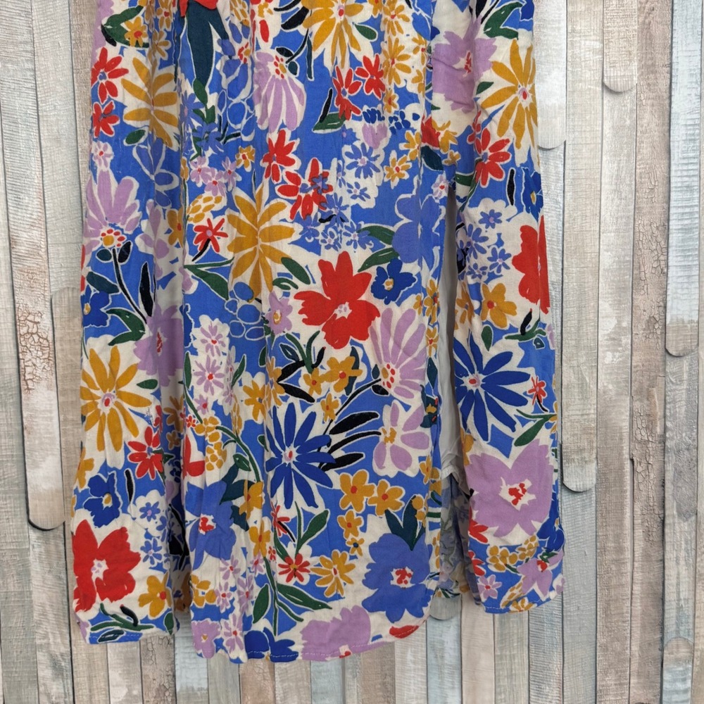 Sugarlips Colorful Boho Ojai Floral Puff Sleeve Smocked Sweetheart Midi Dress XS - Picture 4 of 8